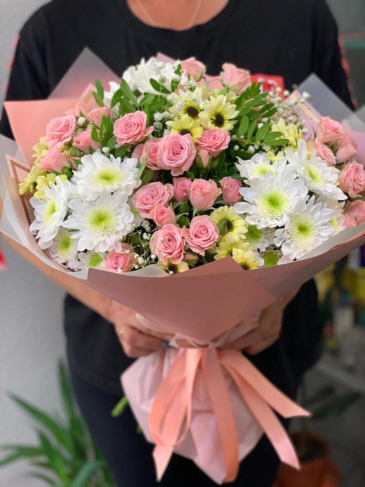 Букет цветов из: Розы и Хризантемы в Мокроусово