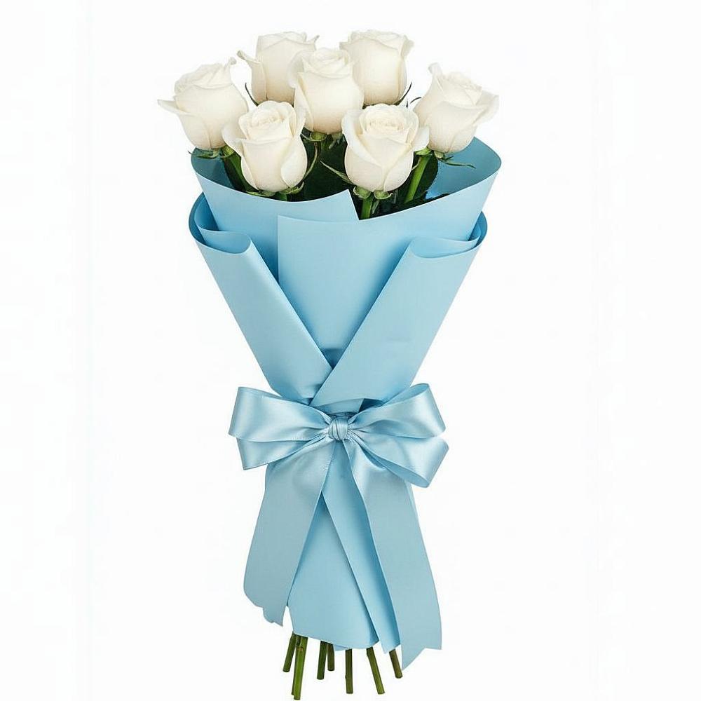 Букет 7 белых роз Проуд в Мокроусово