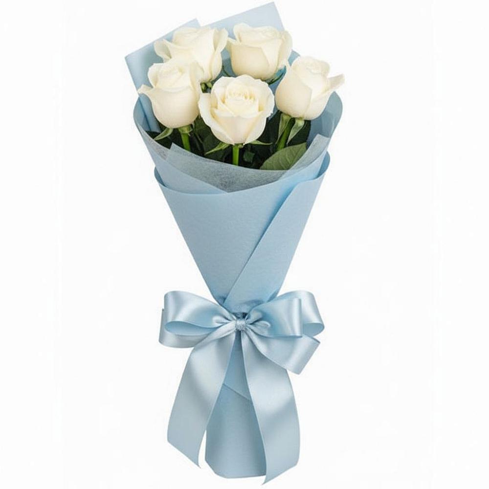 Букет 5 Белых роз Проуд в Мокроусово