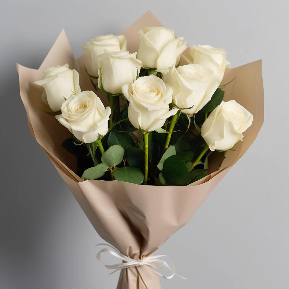Букет 9 Белых роз Эдлесс Лав в Мокроусово