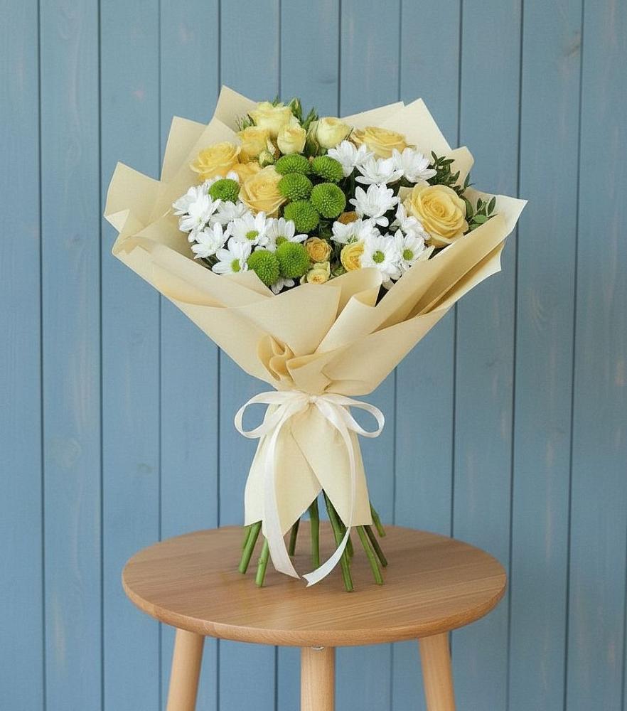 Букет цветов из: Хризантемы и Розы в Мокроусово