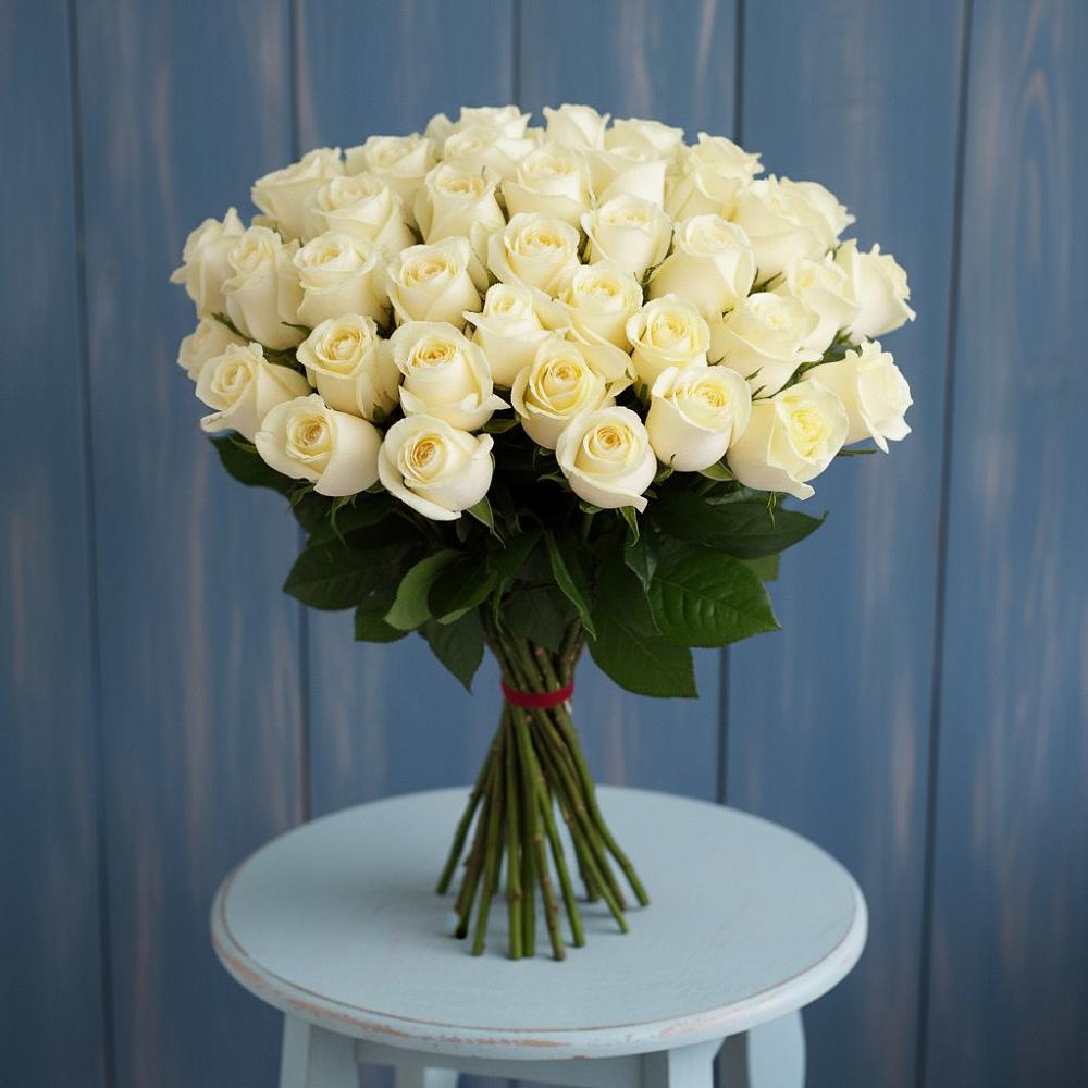 Букет 51 Белая роза Эдлесс Лав в Мокроусово