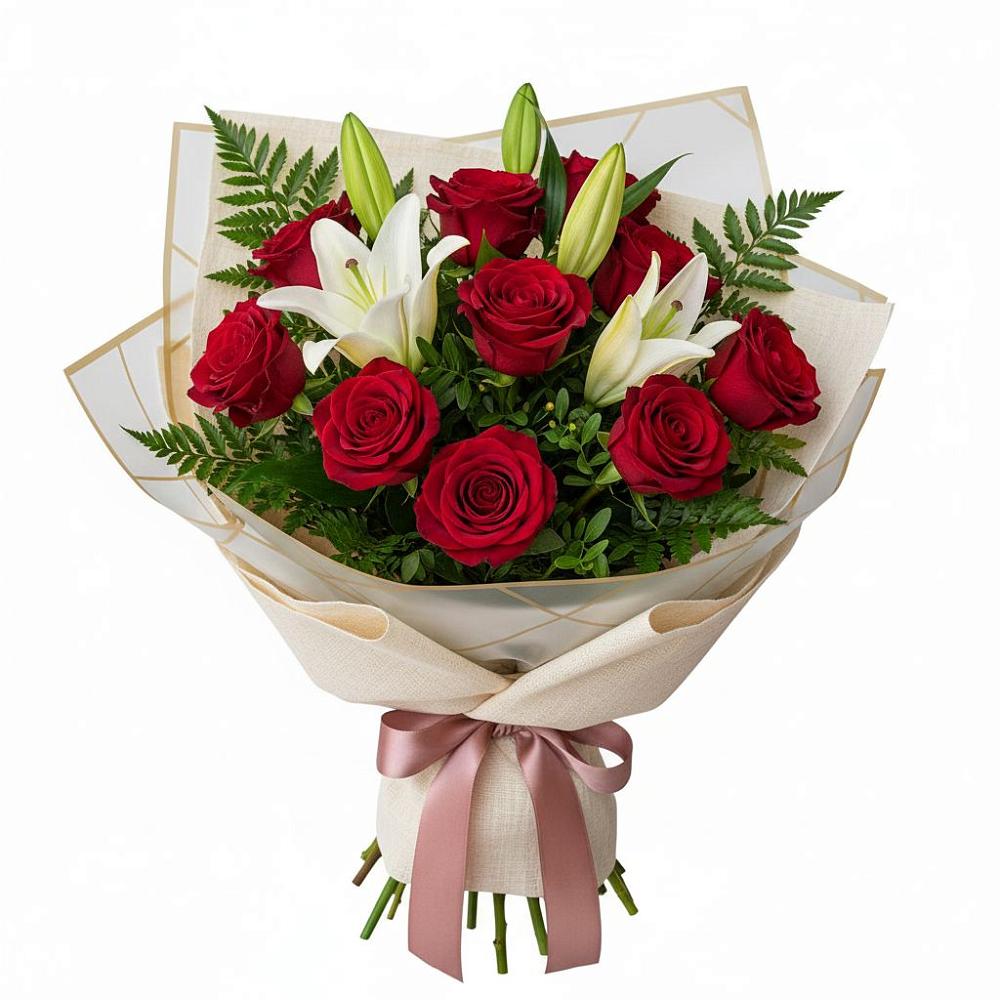 Букет цветов из: Лилии и Розы в Мокроусово