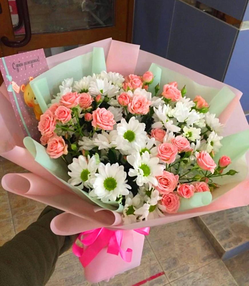 Букет цветов из: Розы и Хризантемы в Мокроусово