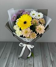 Букет цветов из:  Розы, Герберы и Хризантемы в Мокроусово