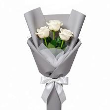Букет 3 белые розы в Мокроусово