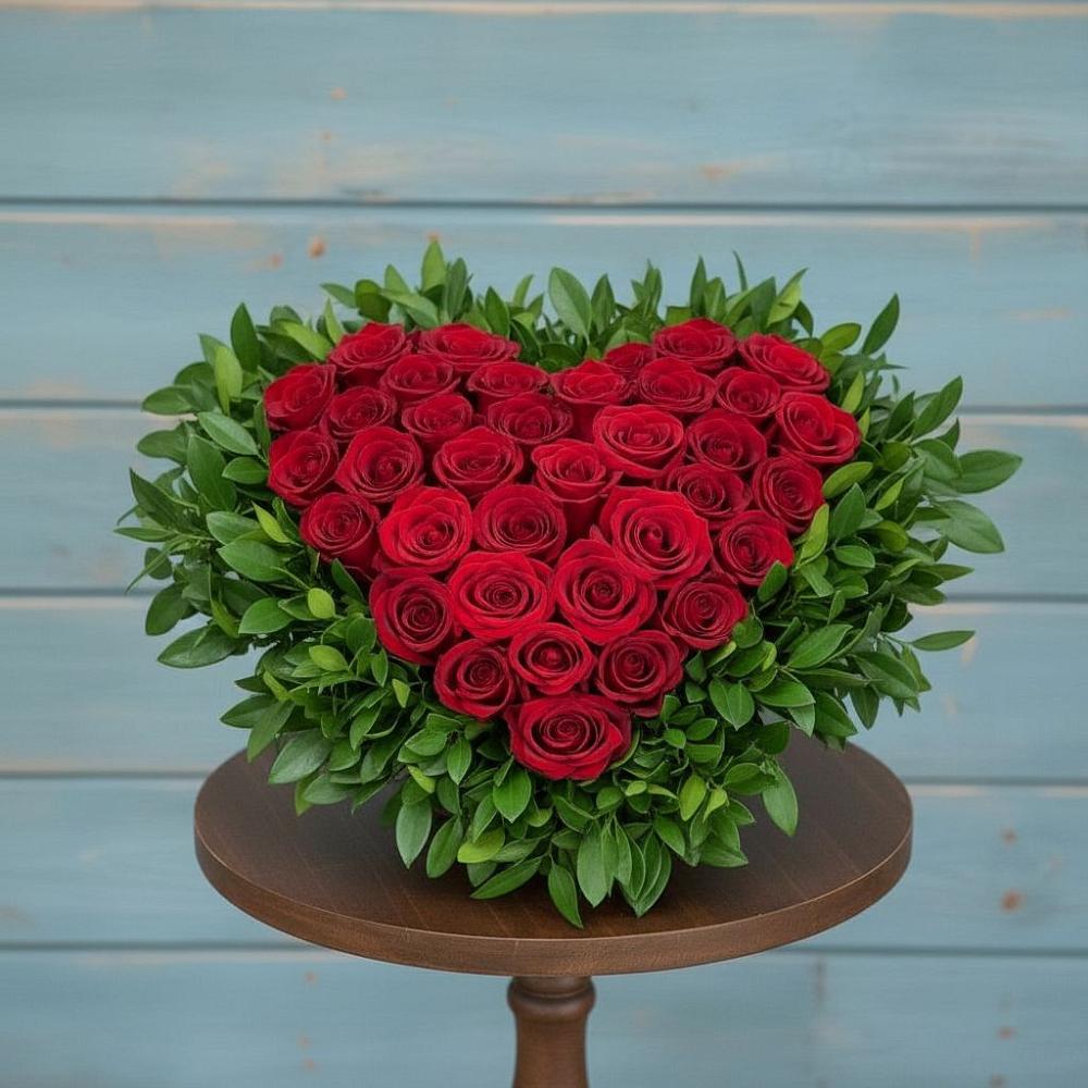 Цветочная композиция из Розы в виде сердца в Мокроусово