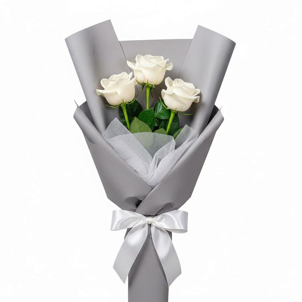 Букет 3 белые розы в Мокроусово