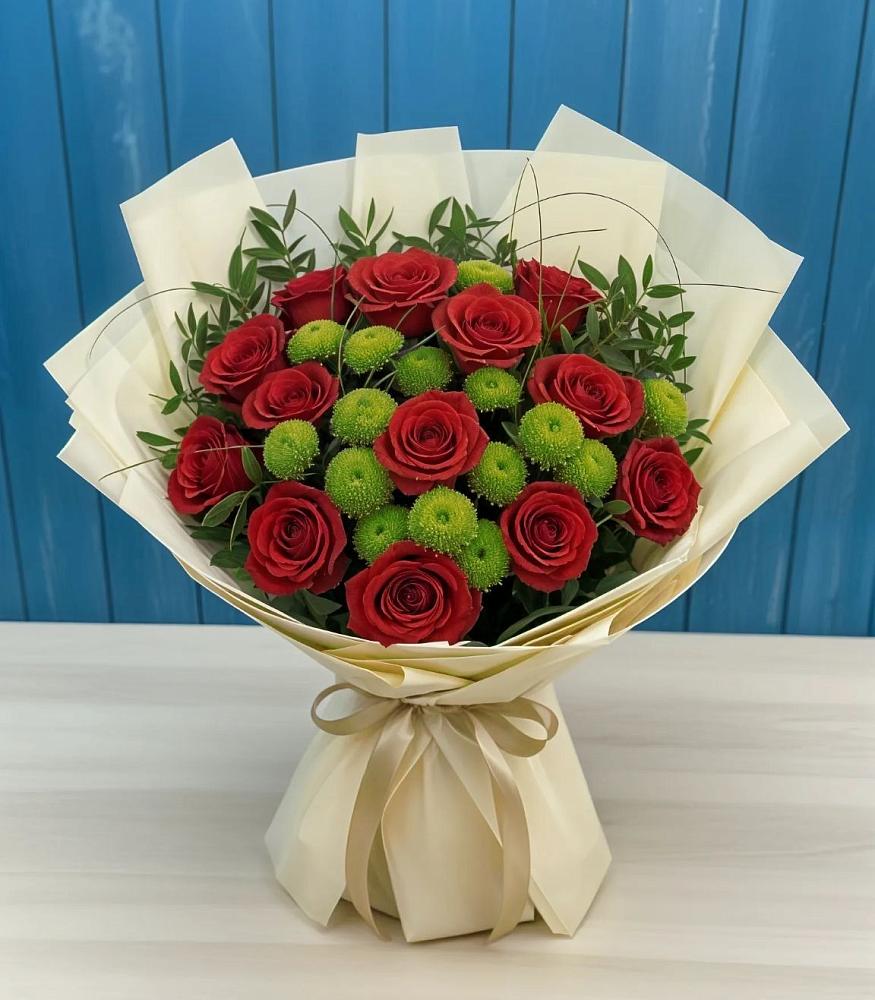 Букет цветов из: Розы и Хризантемы в Мокроусово